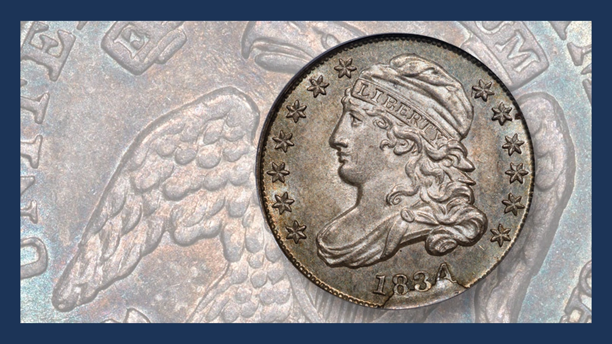 1834 Capped Bust Dime: Die Break