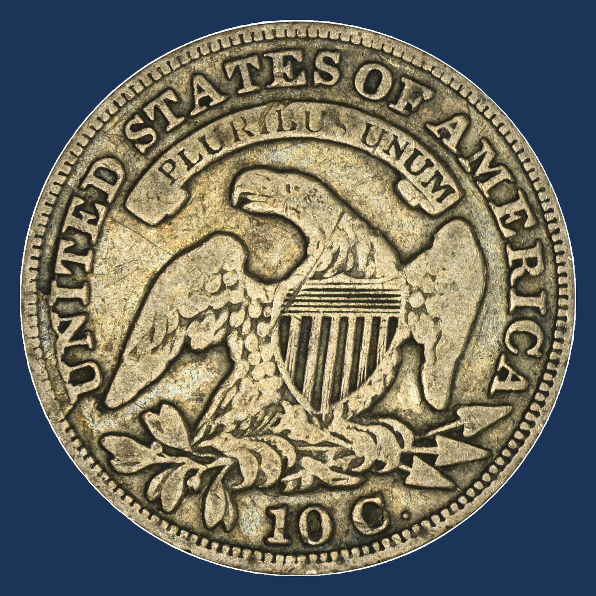 1830 Capped Bust Dime: Die Break