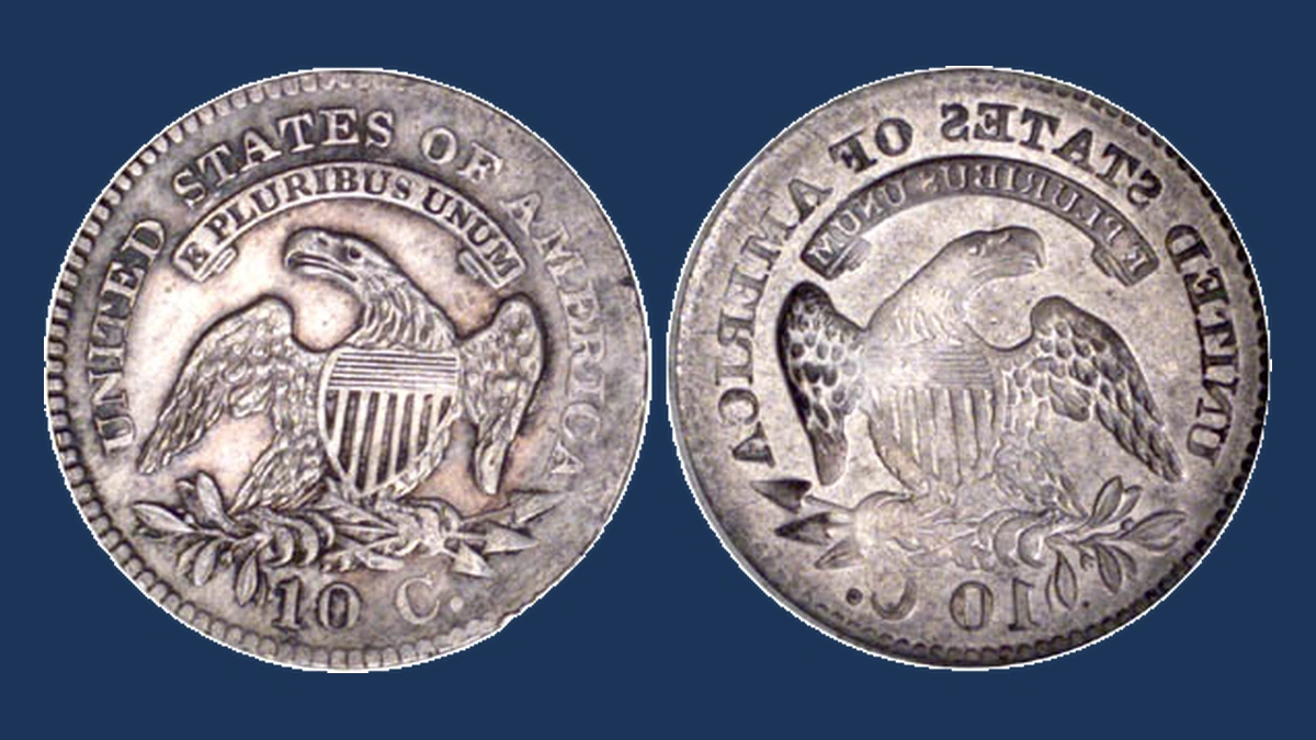 1827 Capped Bust Dime: Brockage