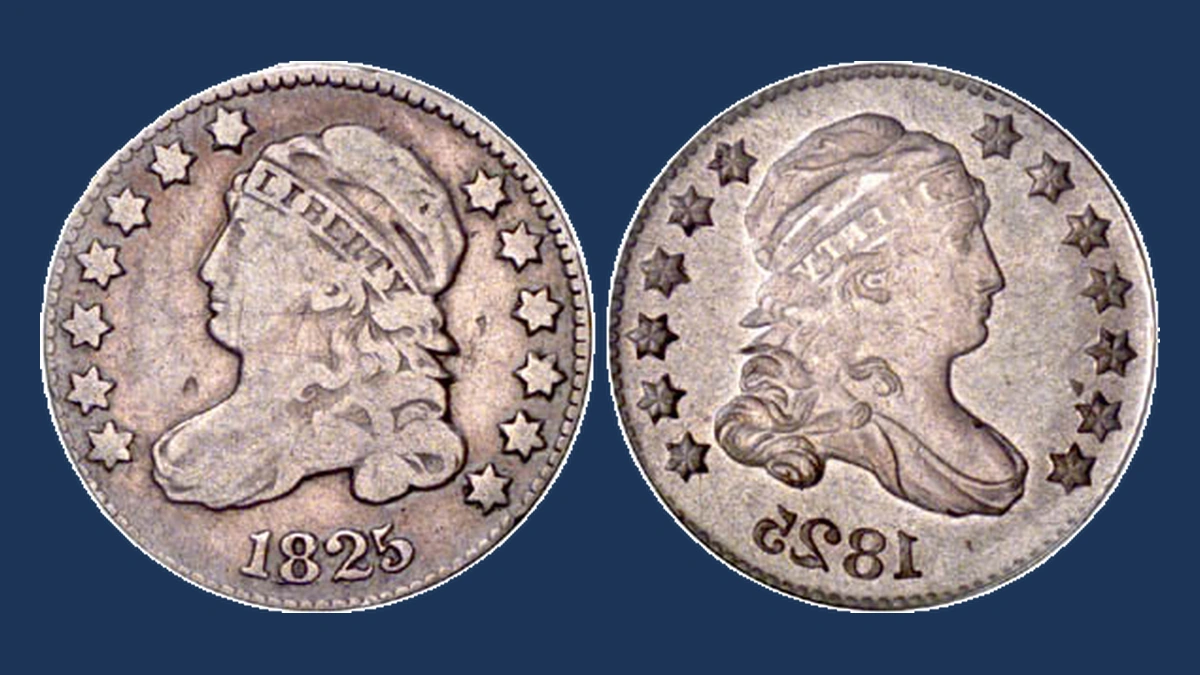 1825 Capped Bust Dime: Brockage