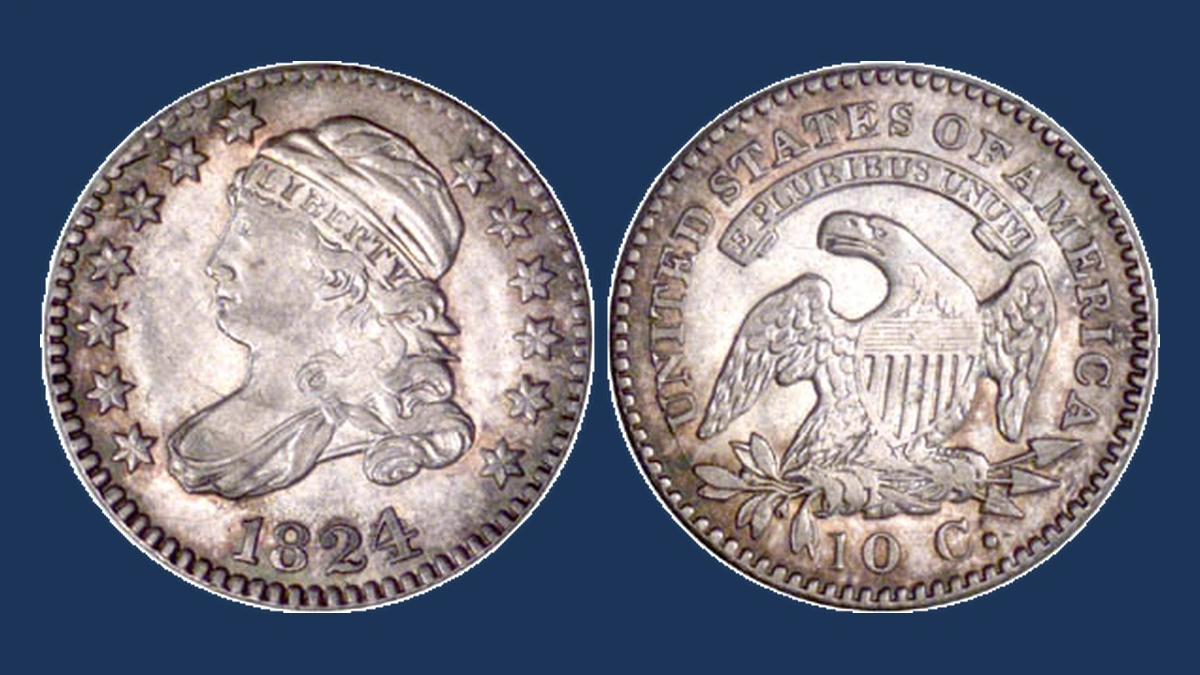 1824 Capped Bust Dime: Die Crack