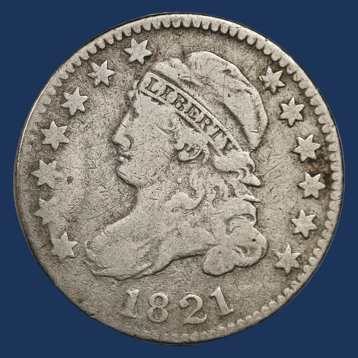 1821 Capped Bust Dime: Die Crack / Die Chip