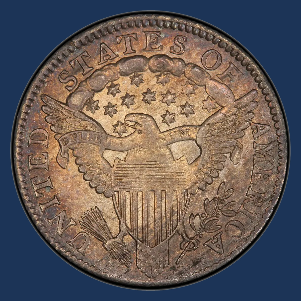1802 Draped Bust dime with several die cracks across the back