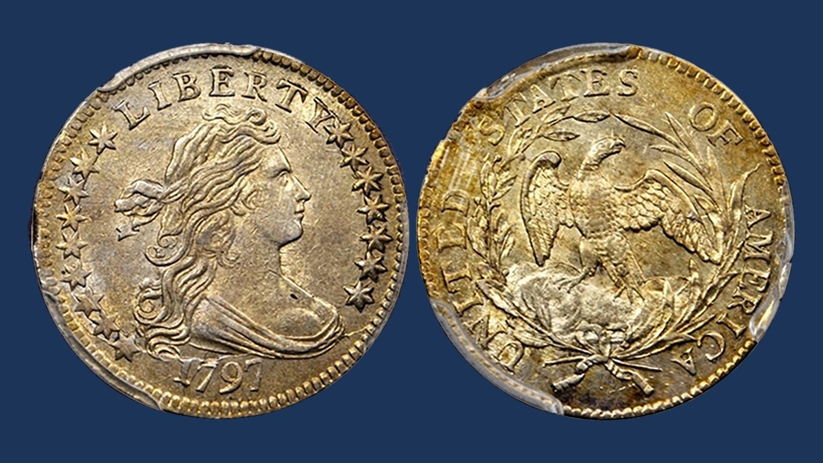 1797 Draped Bust Dime: Die Crack / Die Chip