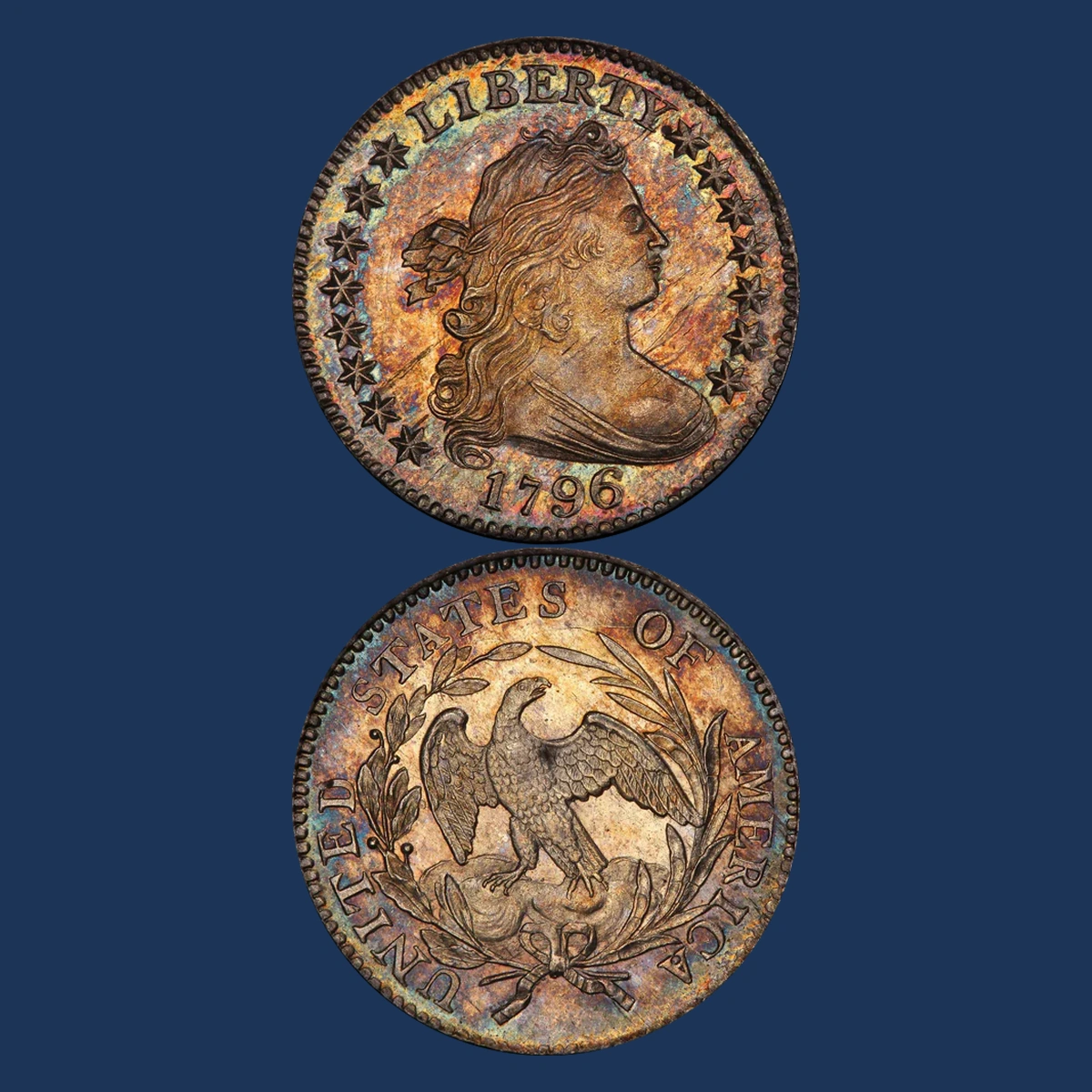 1796 Draped Bust Dime: Die Crack / Die Chip