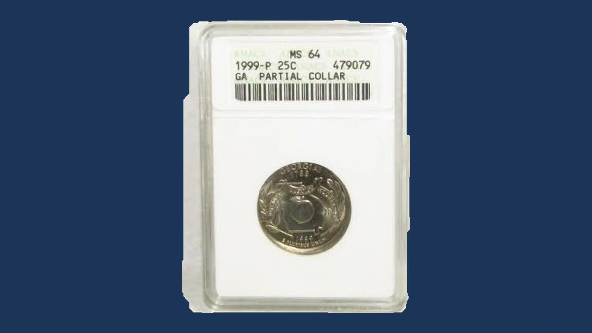 1999 Washington 50 States Quarters: partial collar strike