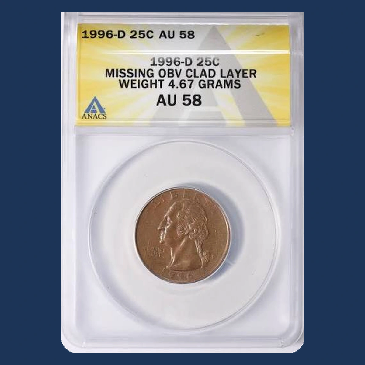 1996 Washington Quarter: Missing Clad