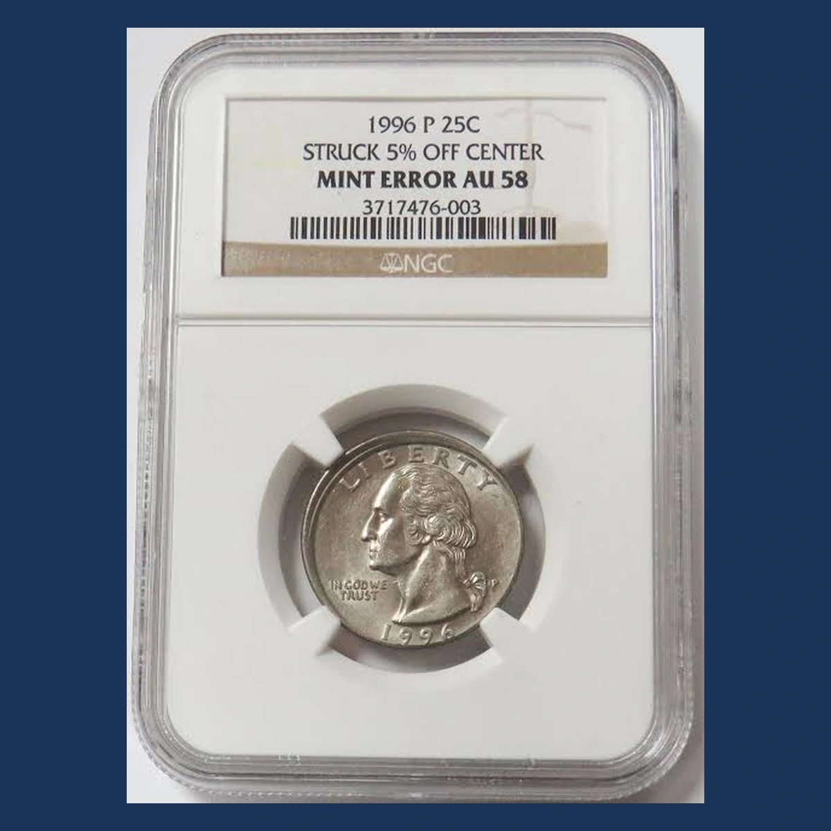 1996 Washington Quarter: Off-Center Strike