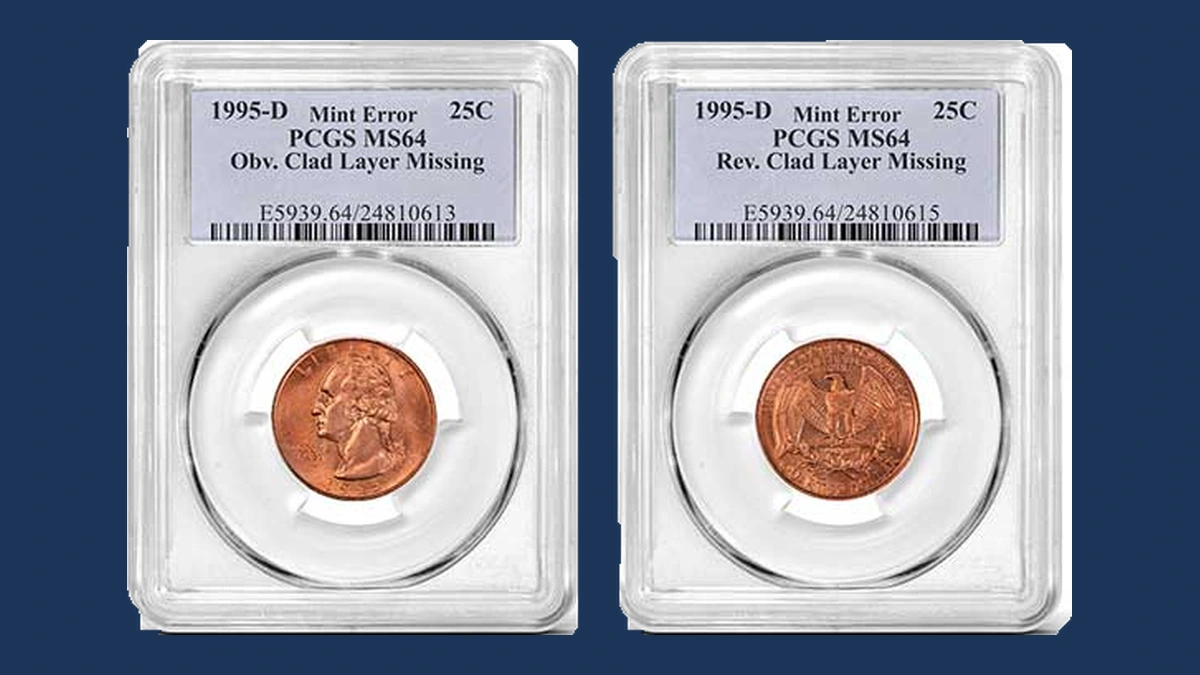 1995 Washington Quarter: Missing Obverse Clad Layer