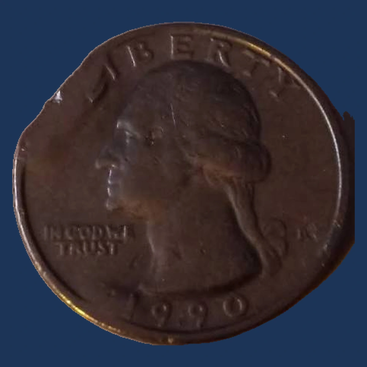 1990 Washington Quarter: Clipped Planchet