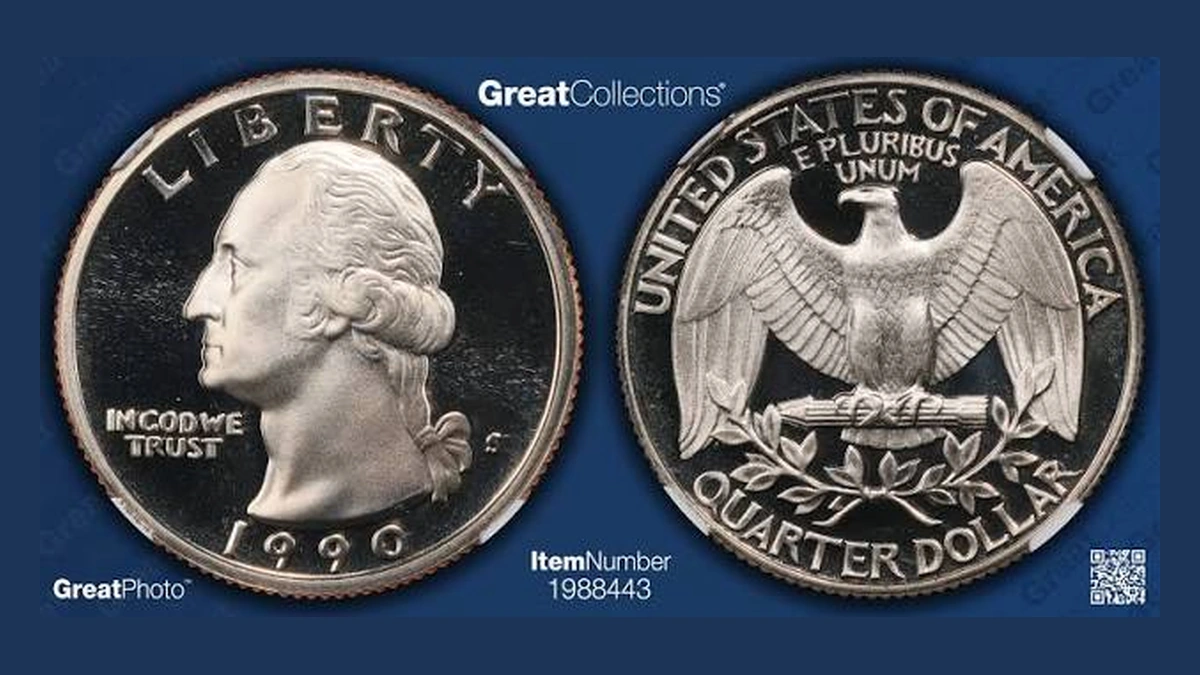 1990 Washington Quarter: Doubled Die Obverse on S Proof