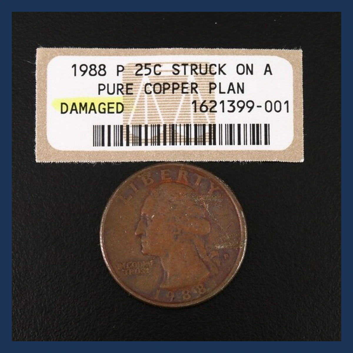 1988 Washington Quarter: Wrong Planchet / Off-Metal Strike