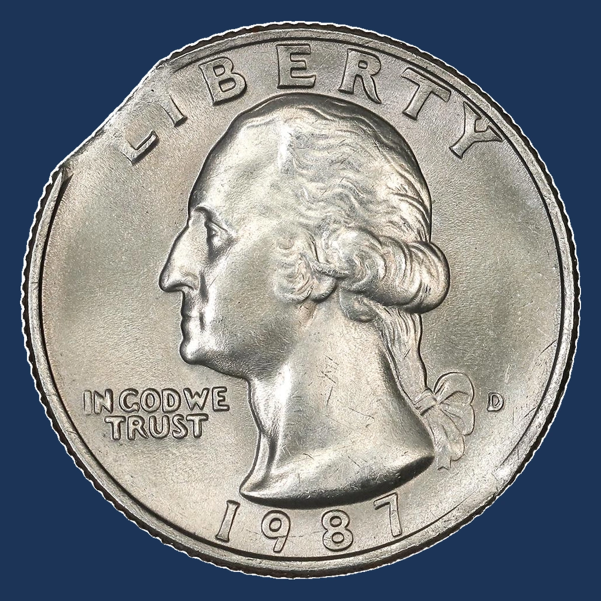 1987 Washington Quarter: Clipped Planchet