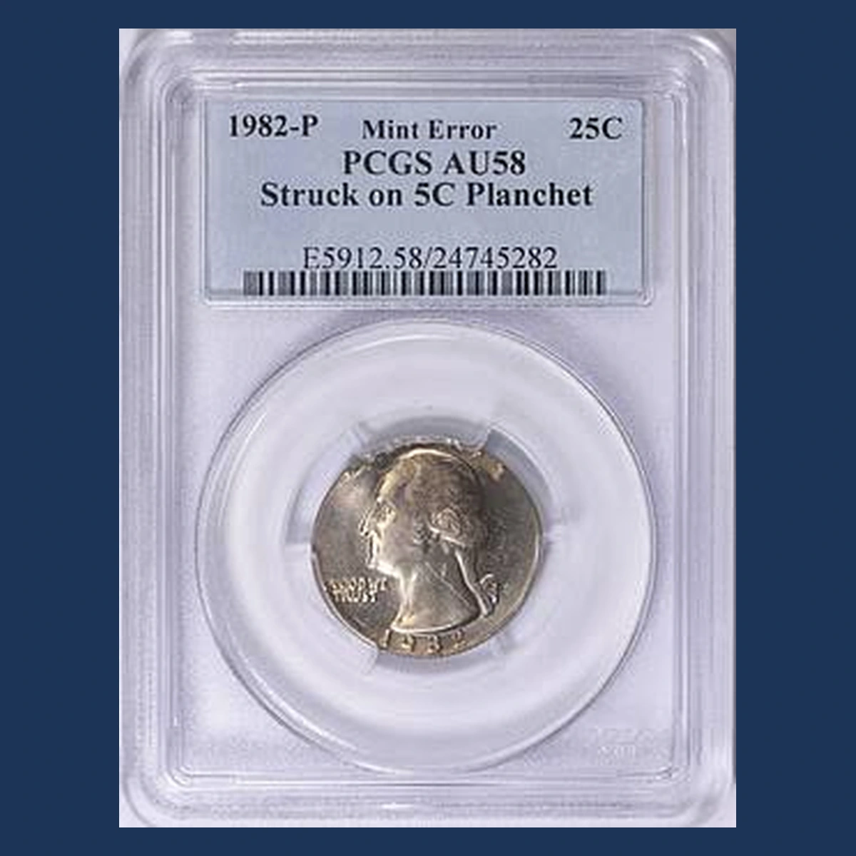 1982 Washington Quarter: Struck on a Nickel Blank