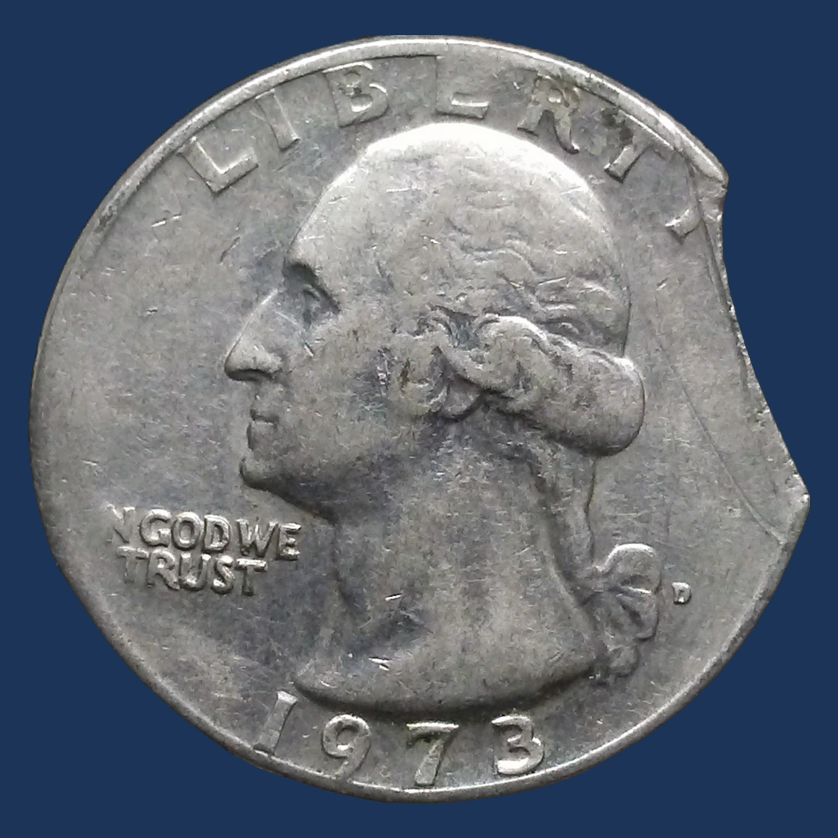 1973 Washington Quarter: Clipped Planchet