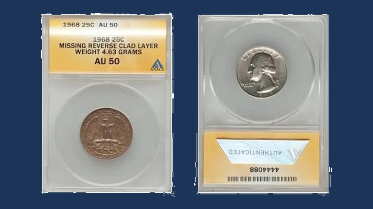 1968 Washington Quarter: Missing Reverse Clad Layer