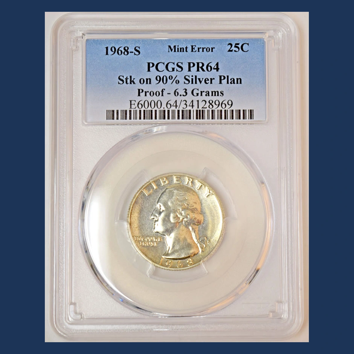 1968 Washington Quarter: Proof Struck on a 90% Silver Planchet