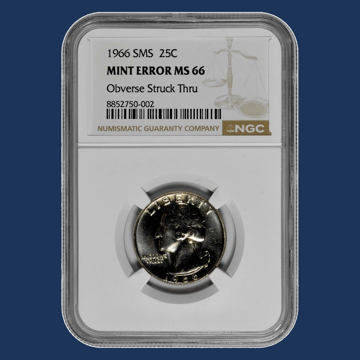 1966 Washington Quarter: Struck-Through Error
