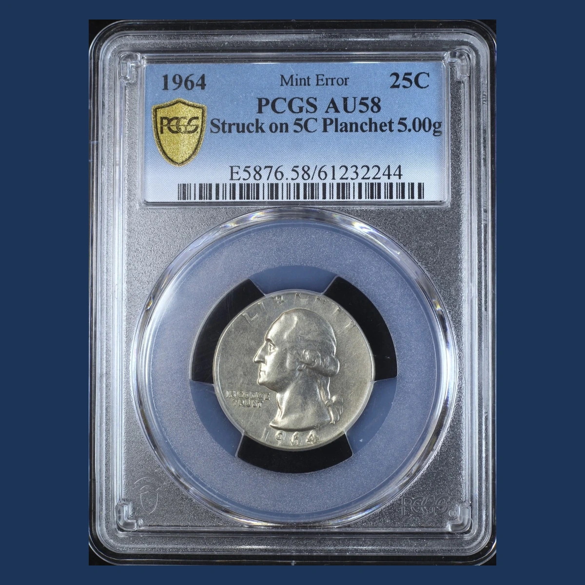 1964 Washington Quarter: Struck on a 5C Planchet