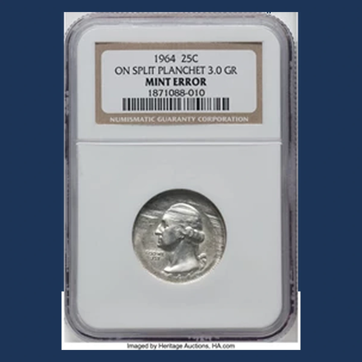 1964 Washington Quarter: Split Planchet