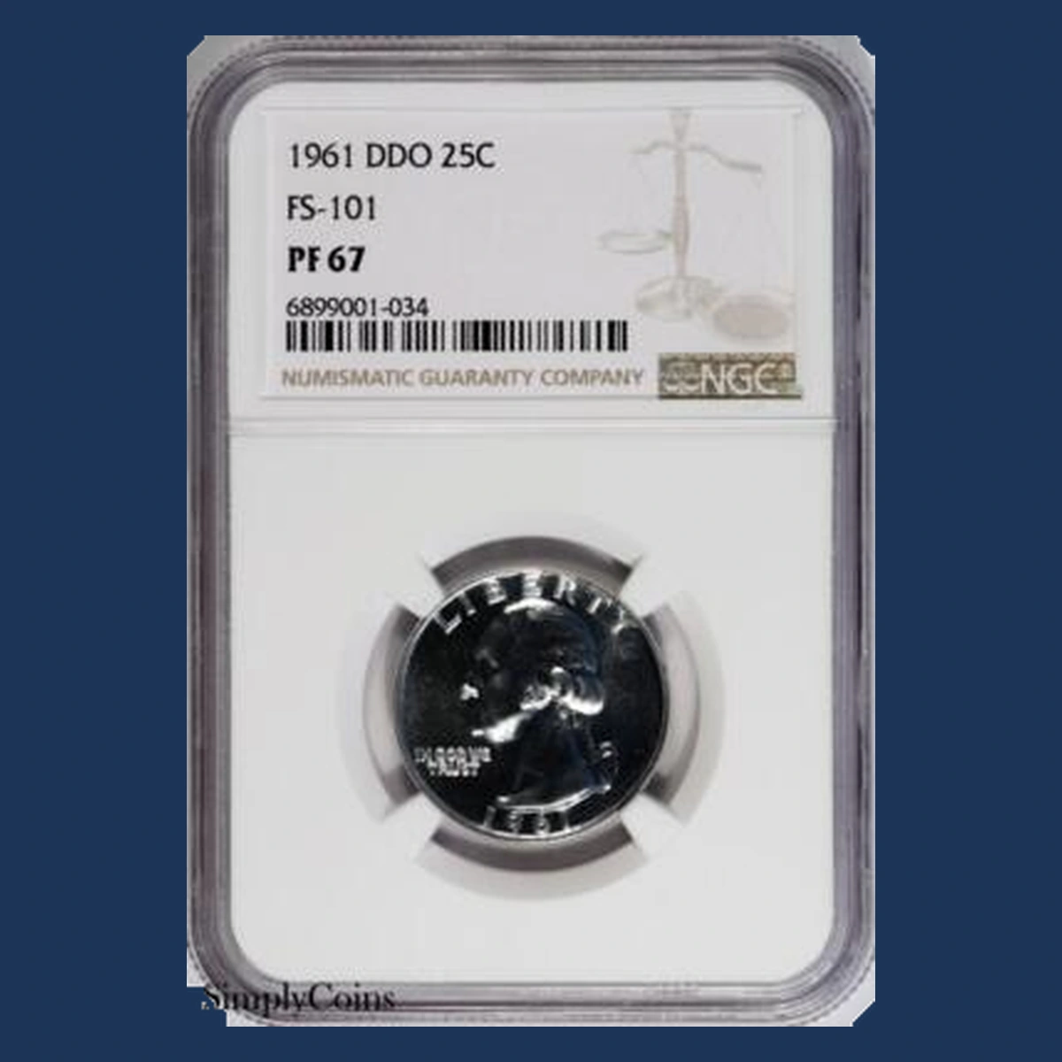 1961 Washington Quarter: Doubled Die Obverse