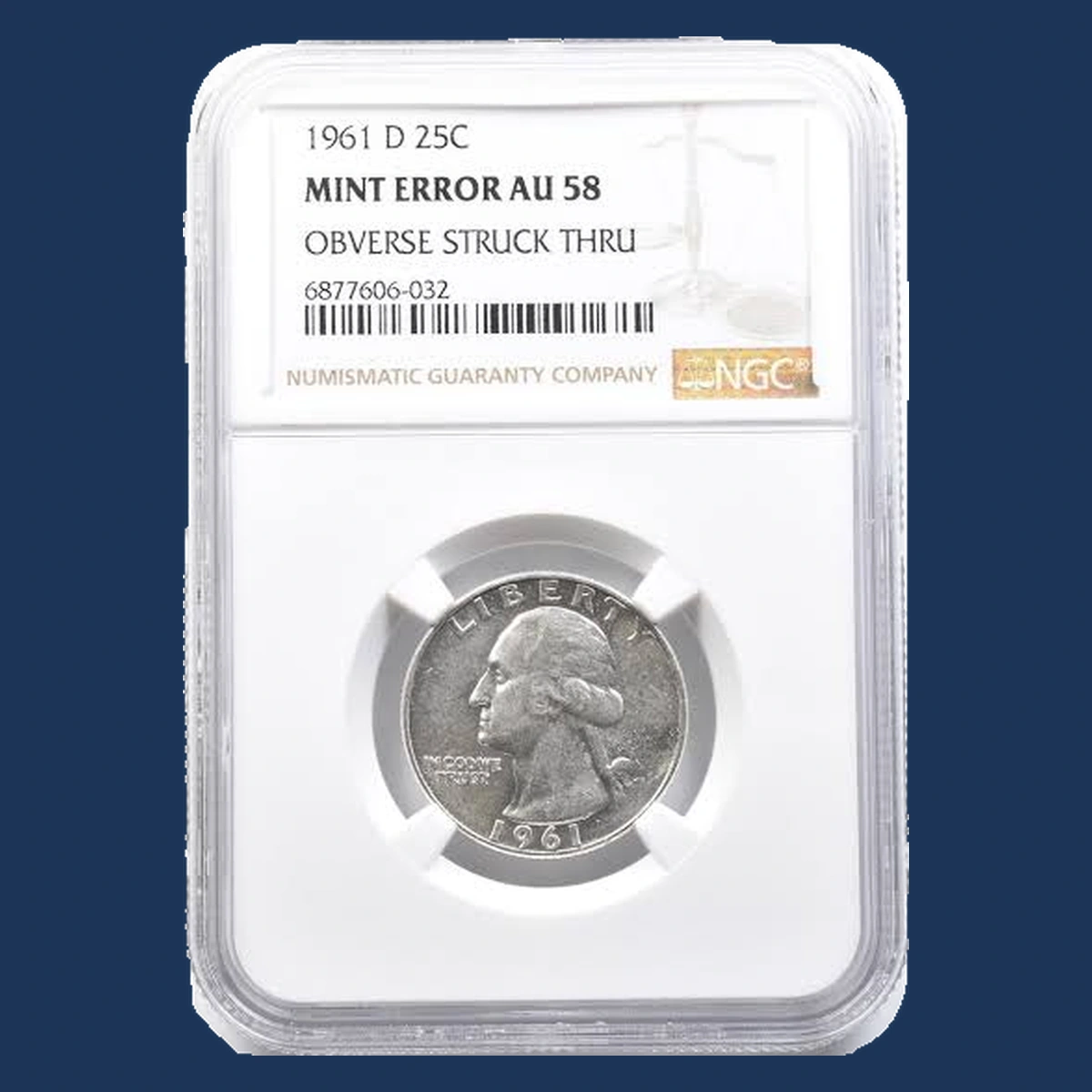 1961 Washington Quarter: Struck Through