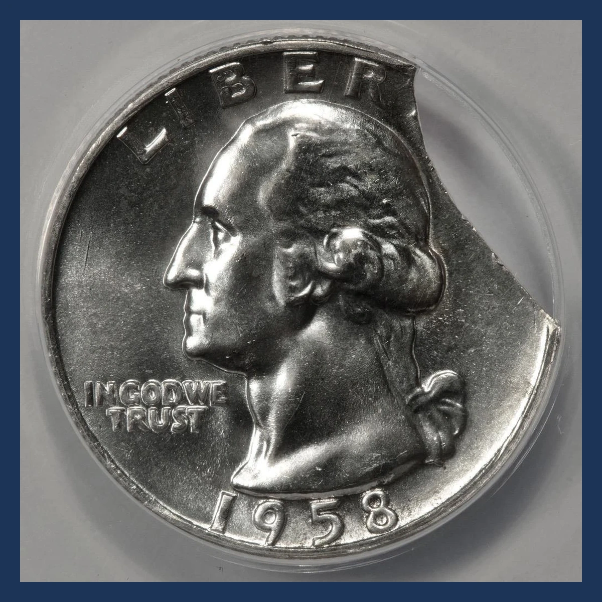 1958 Washington Quarter: Clipped Planchet