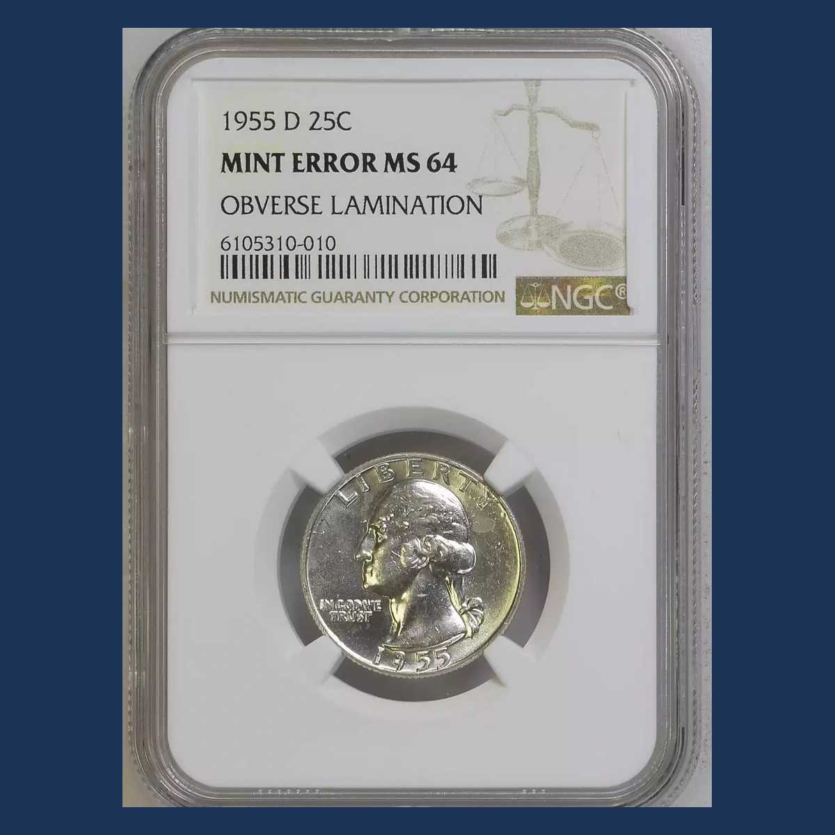 1955 Washington Quarter: Lamination