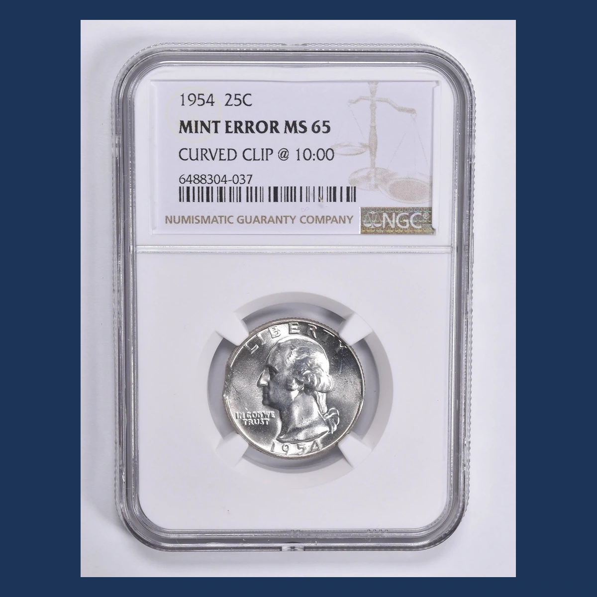 1954 Washington Quarter: Clipped Planchet