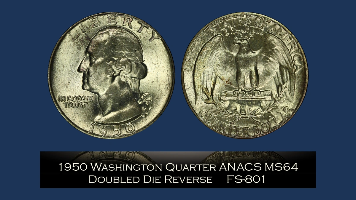 1950 Washington Quarter: Doubled Die Reverse