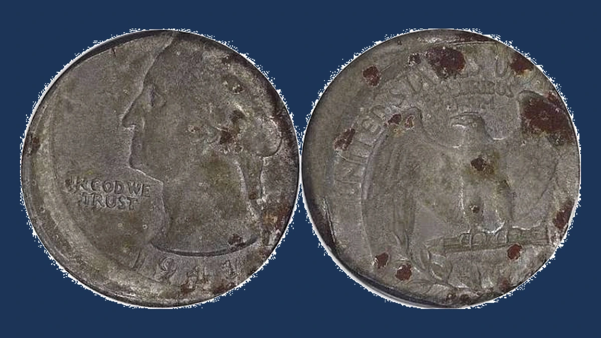 1943 Washington Quarter: Struck on a Steel Cent Planchet