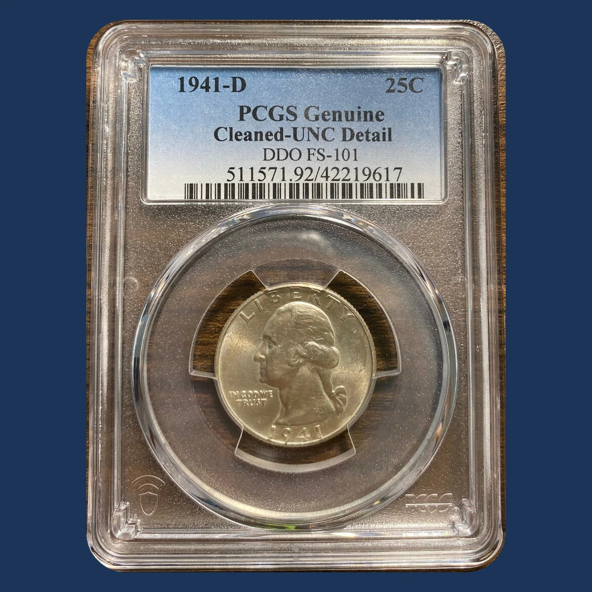 1941 Washington Quarter: Doubled Die Obverse