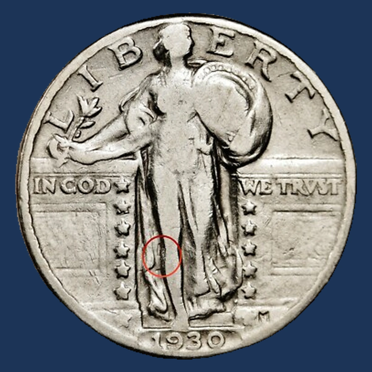 1930 Standing Liberty Quarter: Clashed Dies