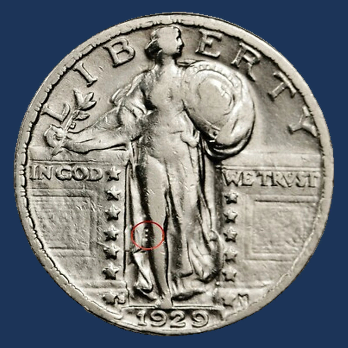 1929 Standing Liberty Quarter: Clashed Dies
