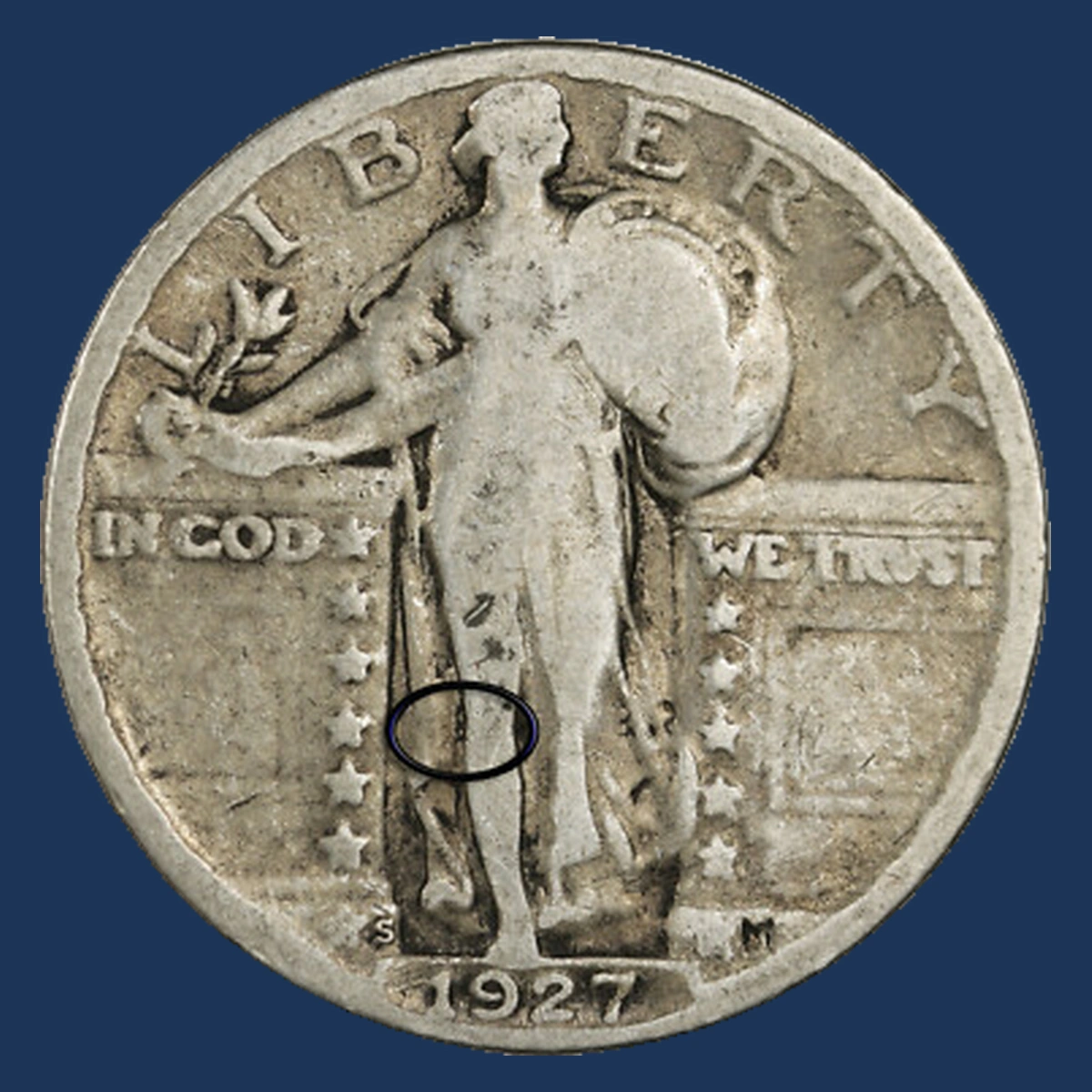 1927 Standing Liberty Quarter: Clashed Dies