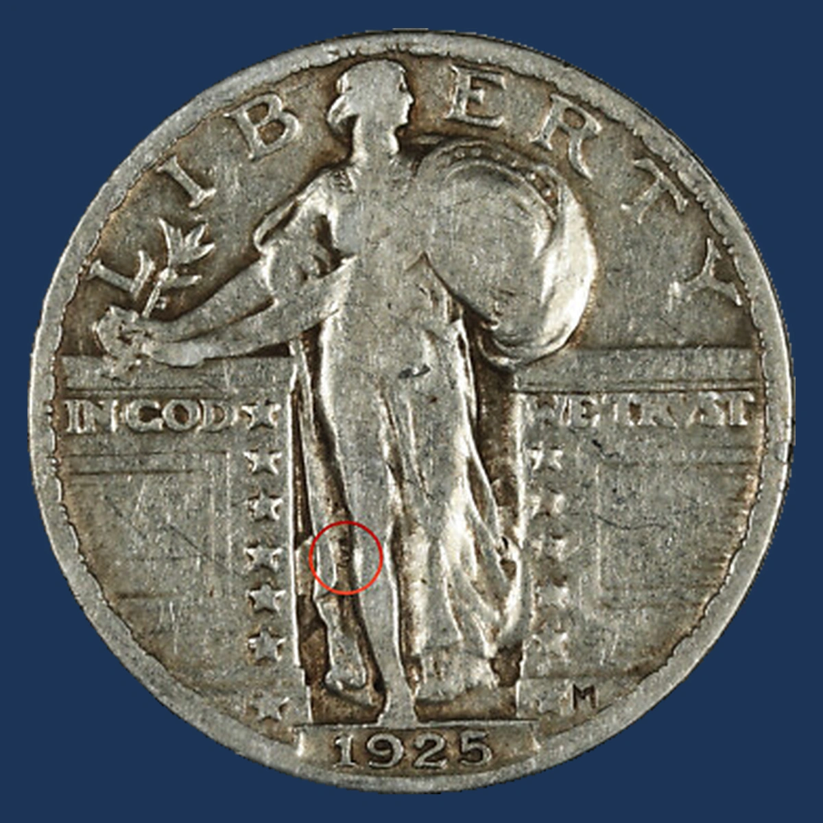 1925 Standing Liberty Quarter: Clashed Dies