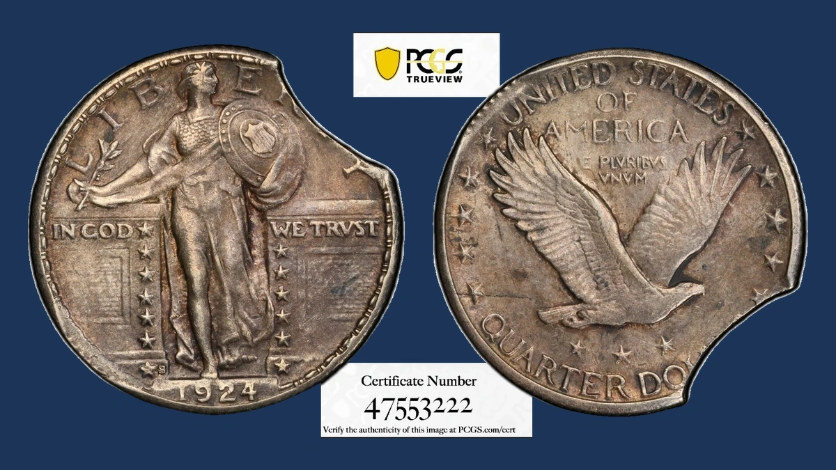 1924 Standing Liberty Quarter: Clipped Planchet