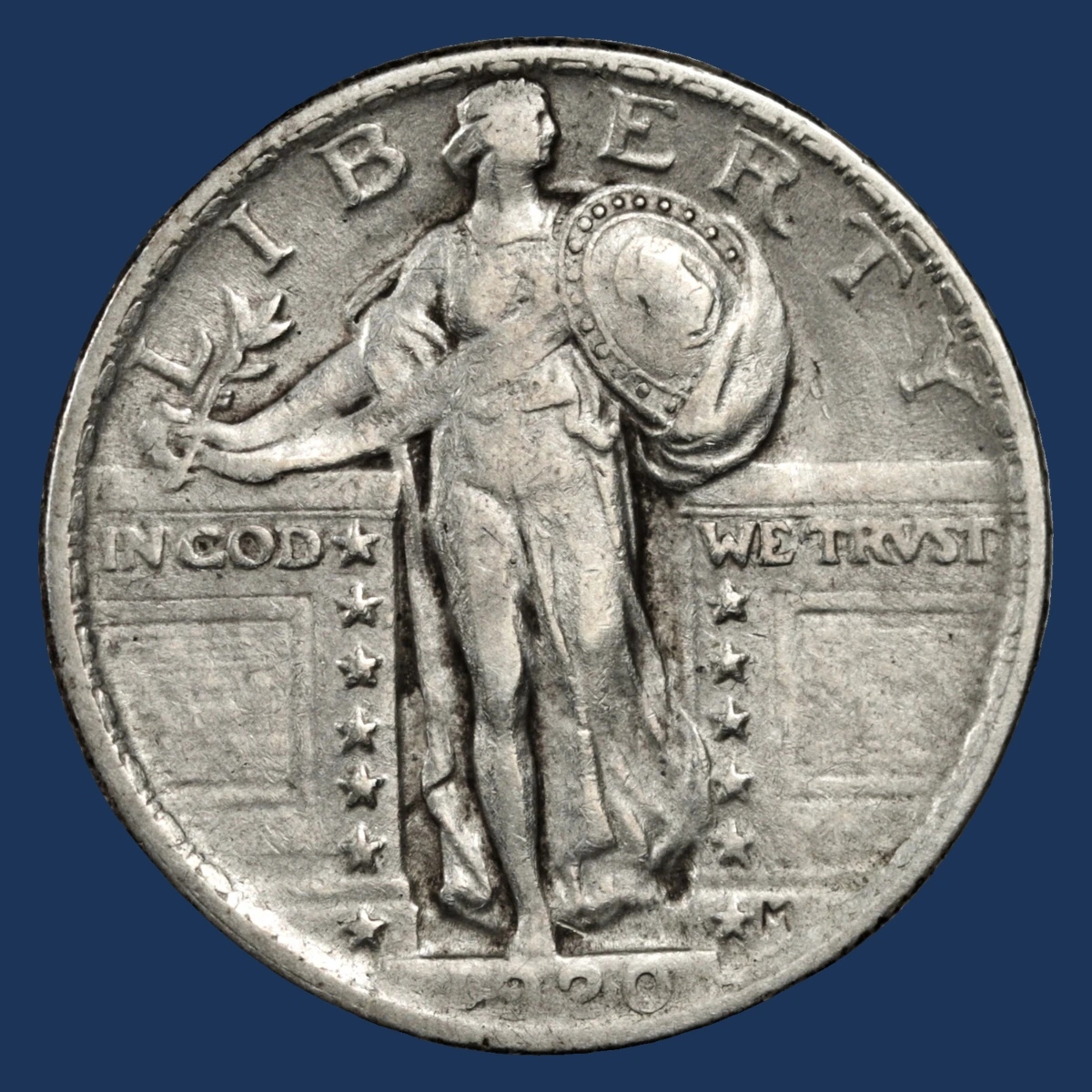 1920 Standing Liberty Quarter: Die Crack / Die Chip