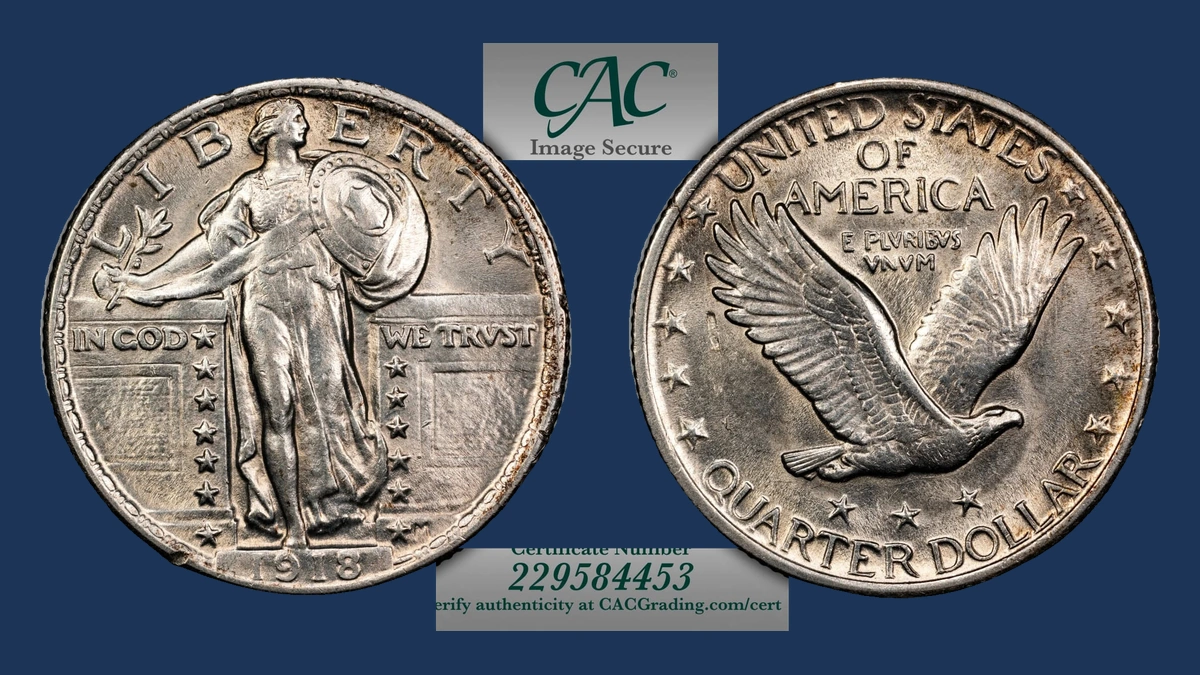 1918 Standing Liberty Quarter: Lamination