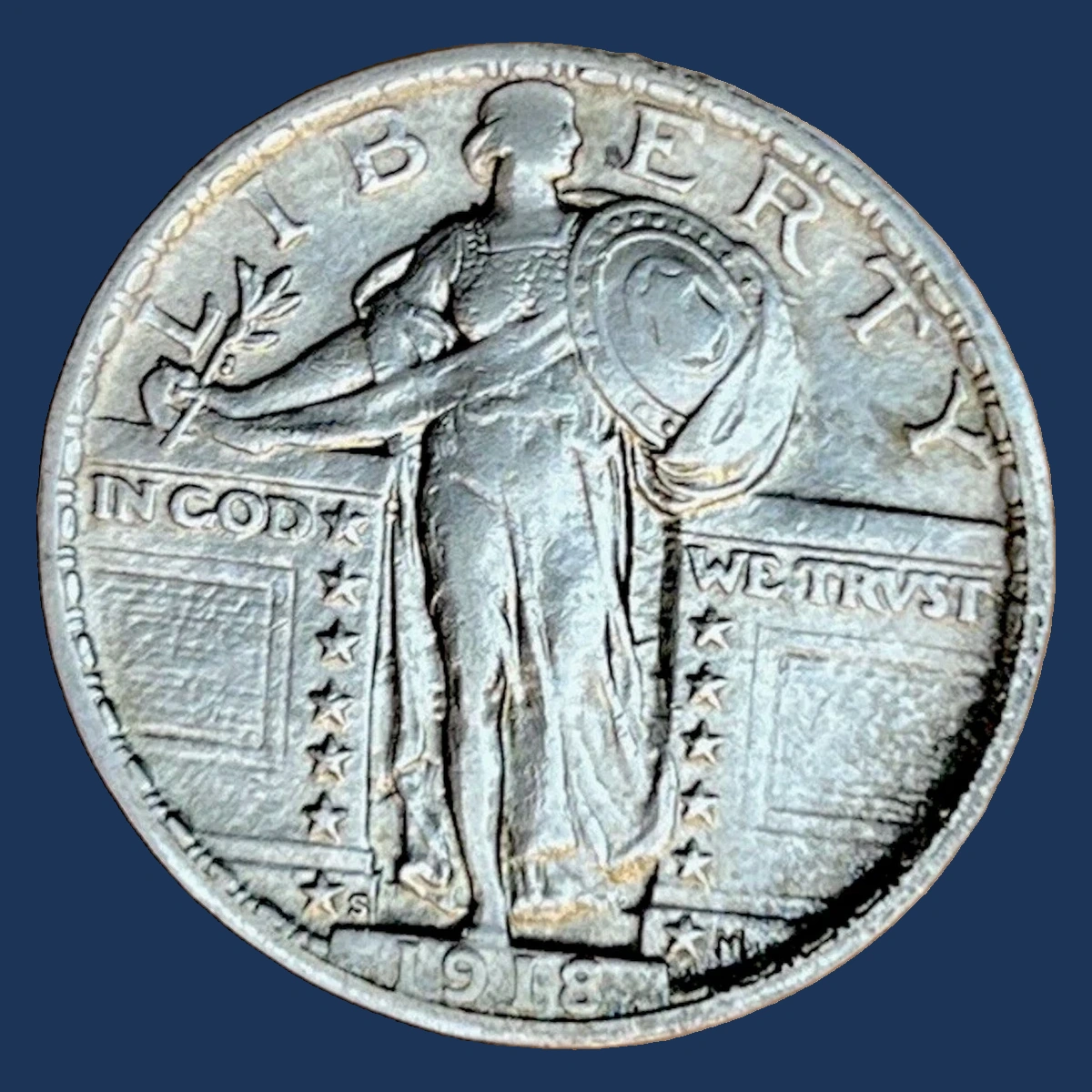 1918 Standing Liberty Quarter: Clashed Dies