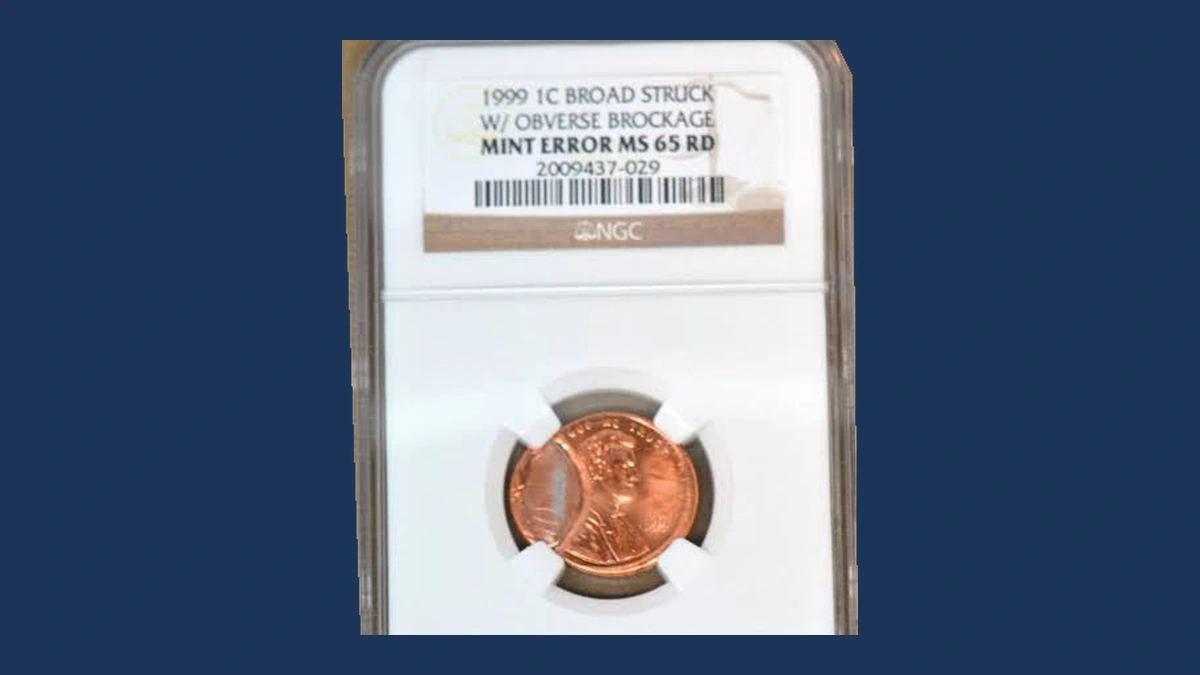 1999 Lincoln Cent (Modern): Brockage