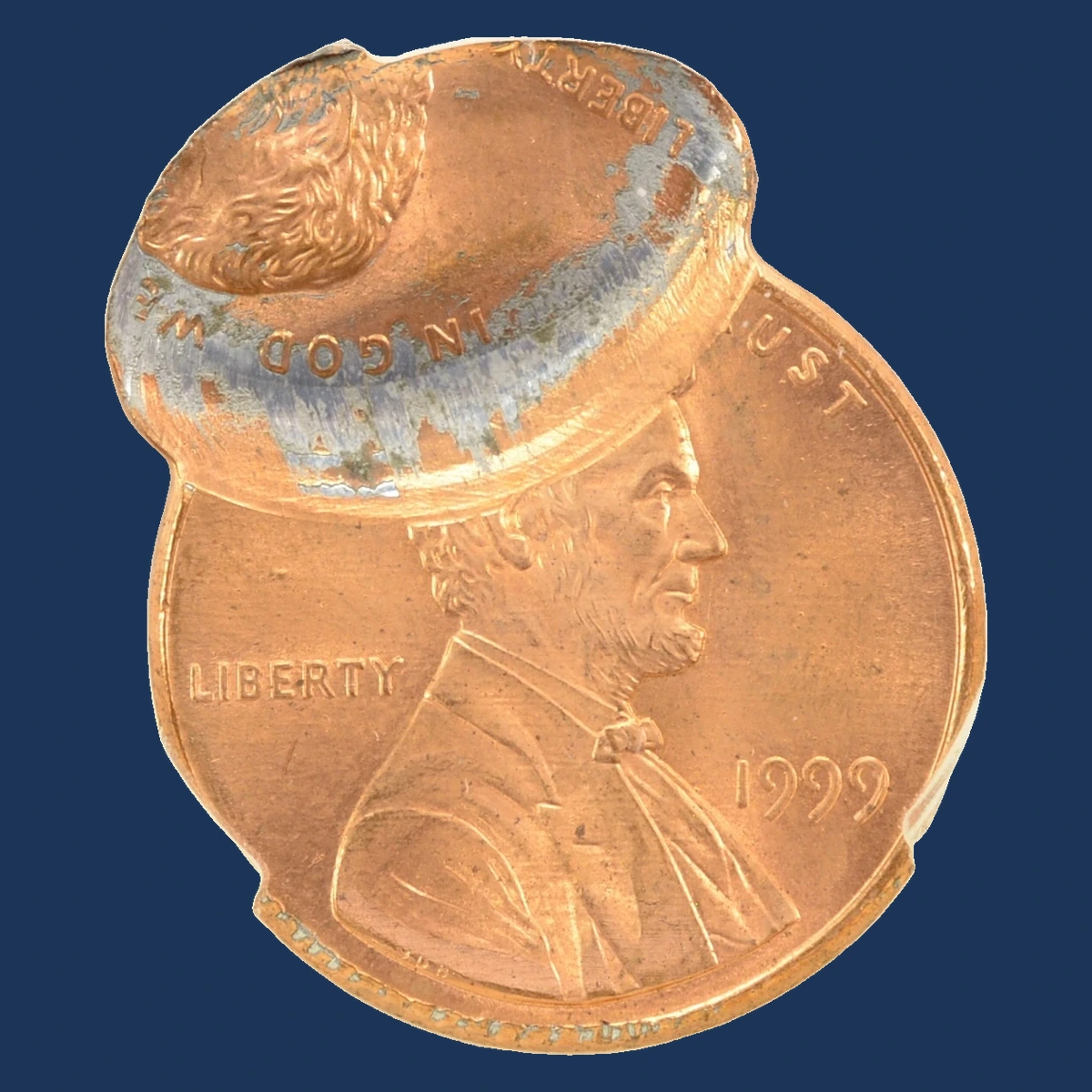 1999 Lincoln Cent (Modern): double strike with an off-center second impression
