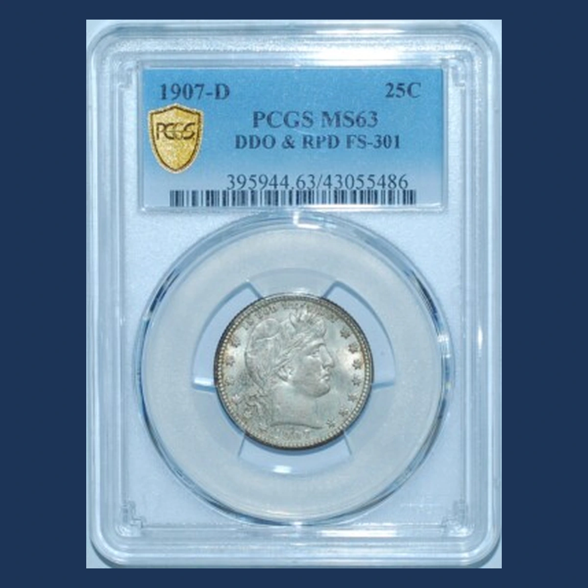 1907 Barber Quarter: Repunched Date