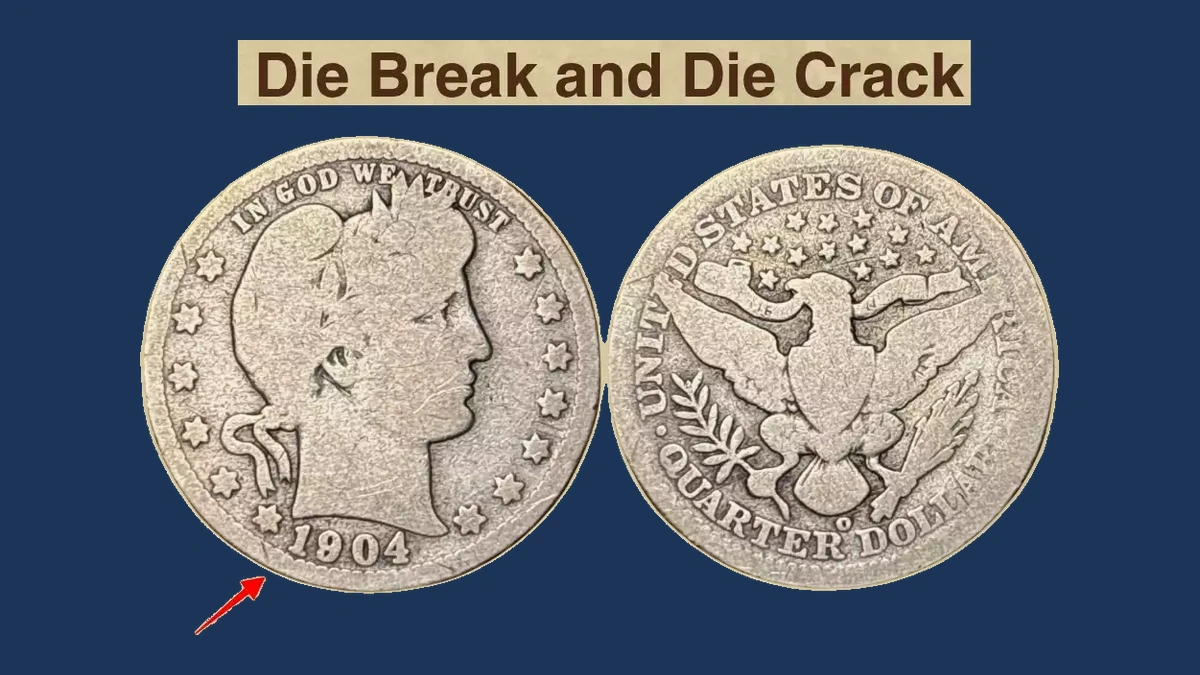 1904 Barber Quarter: Die Crack / Die Chip
