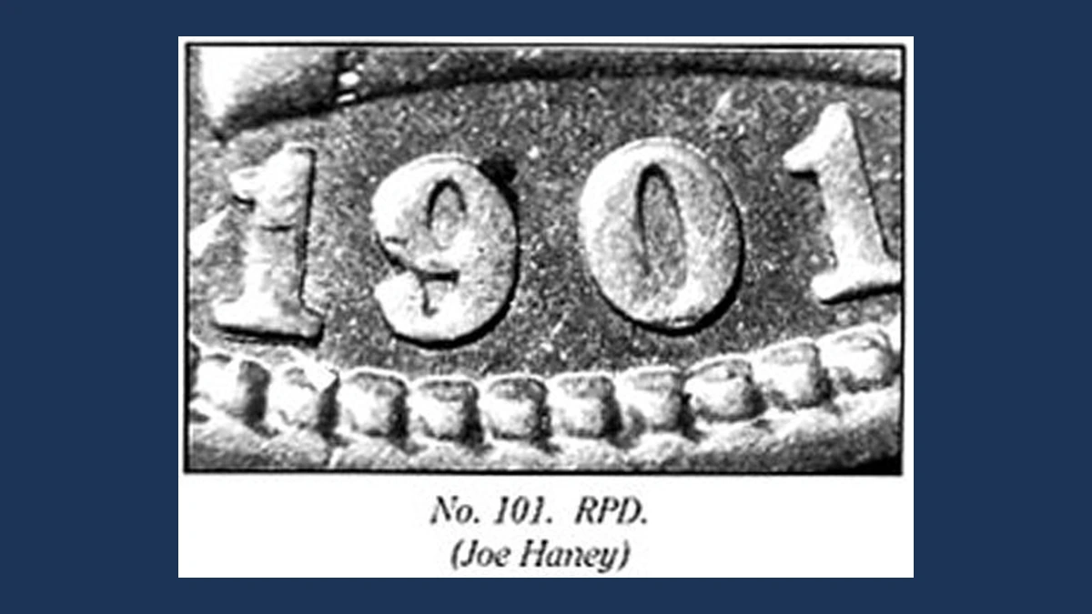 1901 Barber Quarter: Repunched Date
