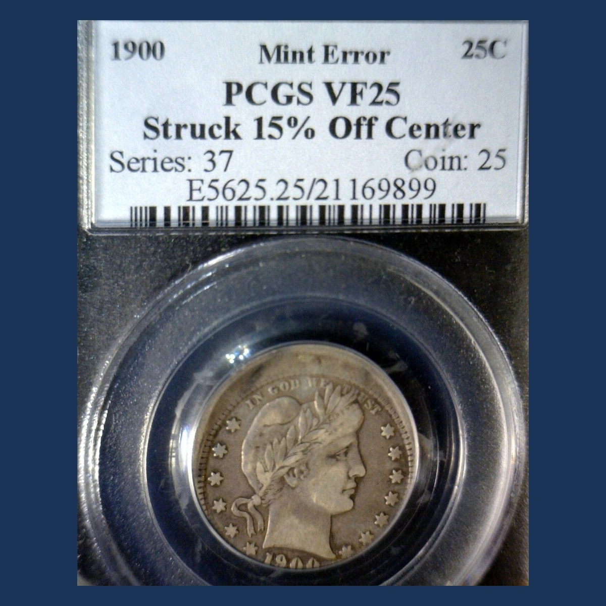 1900 Barber Quarter: Off-Center Strike