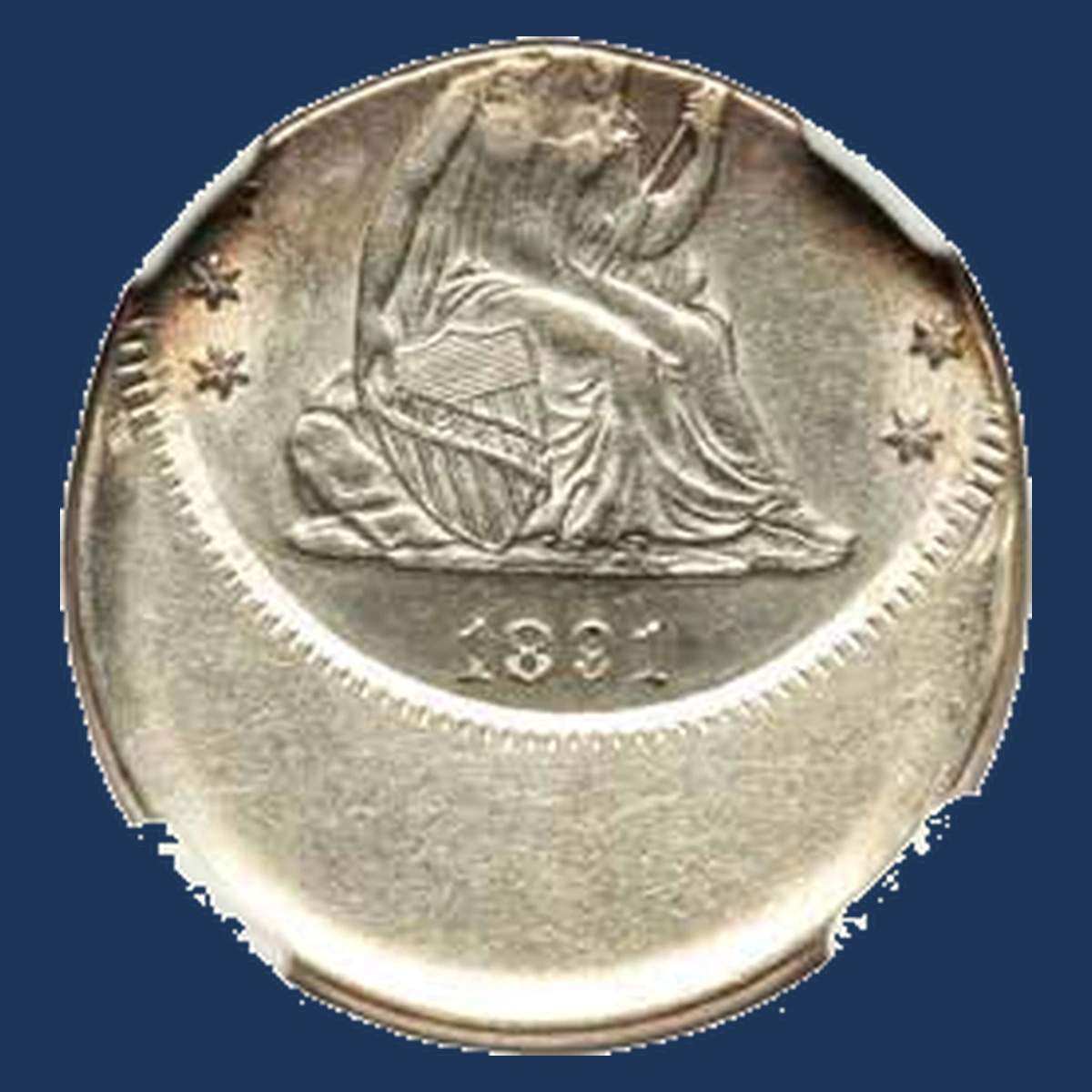 1891 Liberty Seated Quarter: off-center strike