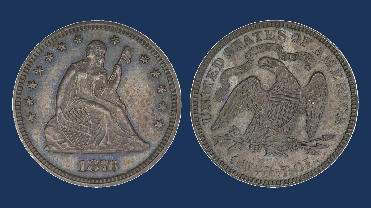 1876 Liberty Seated Quarter: Die Crack