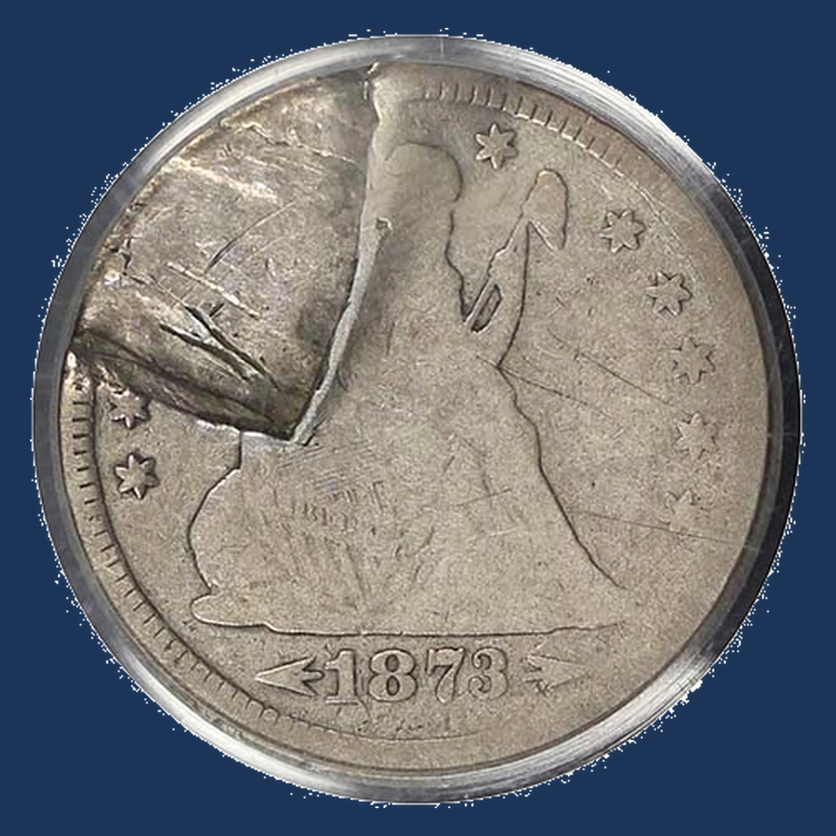 1873 Liberty Seated Quarter: Lamination