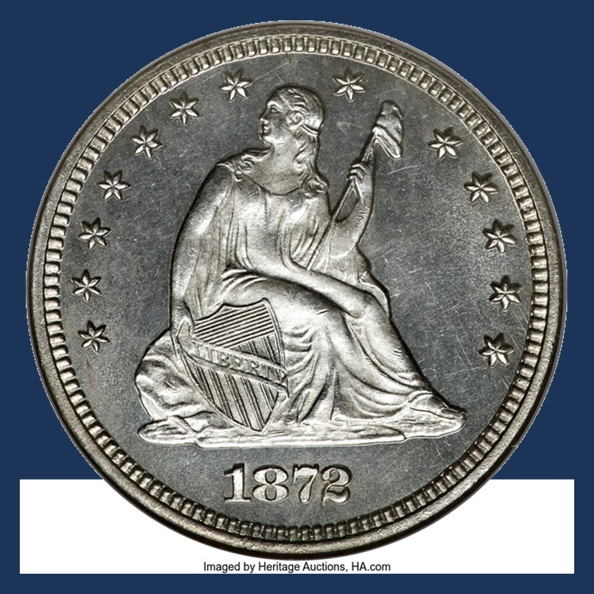 1872 Liberty Seated Quarter: Repunched Date